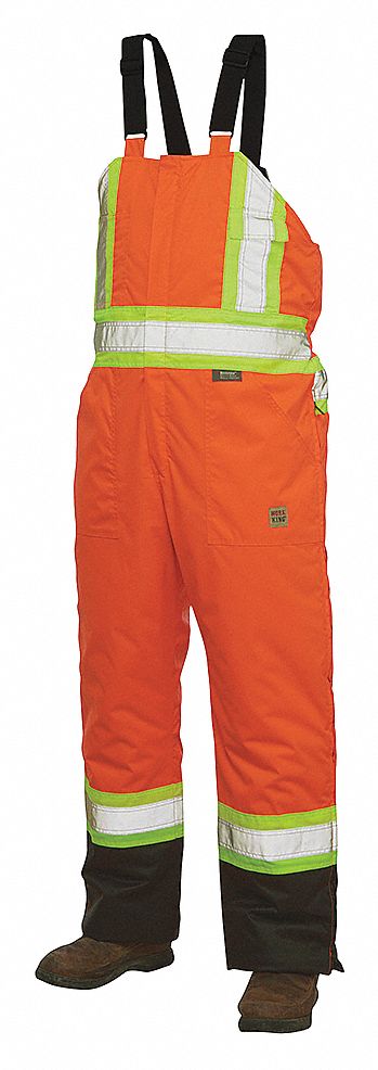 HIGH VISIBILITY BIB OVERALLS,ORG,SZ XS