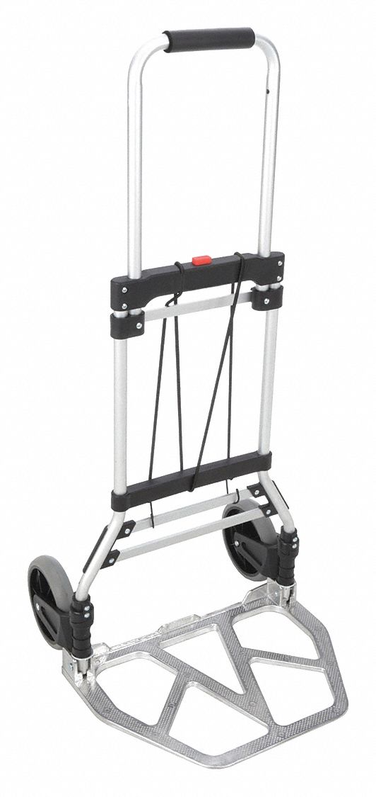 Telescoping Thin-Profile Folding Hand Truck: 19 in x 13 3/4 in, Solid Rubber