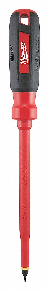 INSULATED SLOTTED SCREWDRIVER, ASTM/IEC/NFPA, 5/16 IN TIP, 7 IN SLIM DRIVE SHANK, 11 IN L, RUBBER