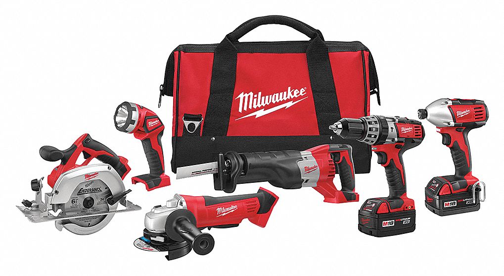 MILWAUKEE COMBINATION KIT CORDLESS 18V 3 AH 6 TOOLS INCLUDES