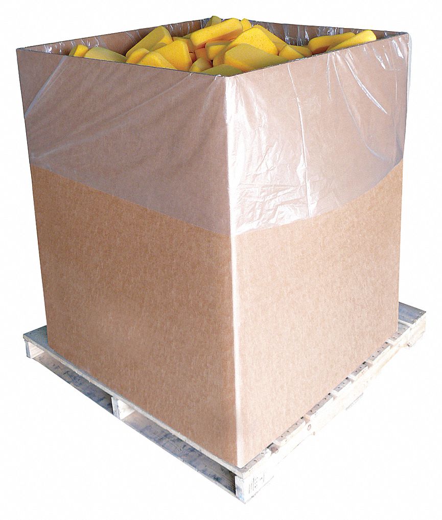 BAG LINERS, CLEAR, 90 X 55 X 45 IN, THICKNESS 1.5 MIL, POLYETHEYLENE, RL 75