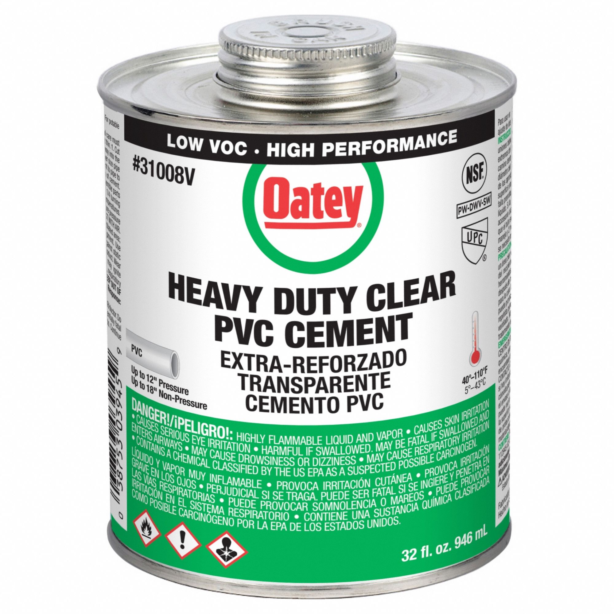 Cement: Heavy Duty, 32 fl oz, Brush-Top Can, Clear