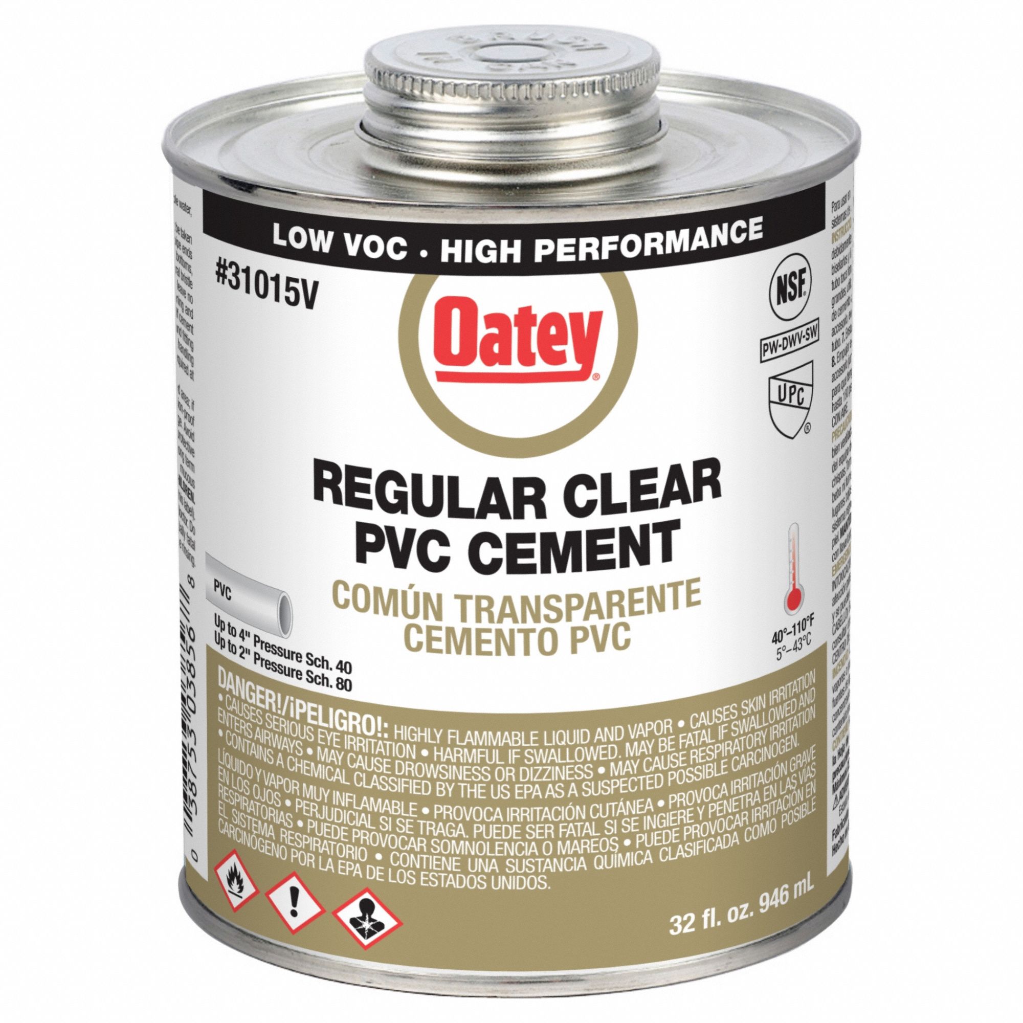 Cement: Regular, 32 fl oz, Brush-Top Can, Clear