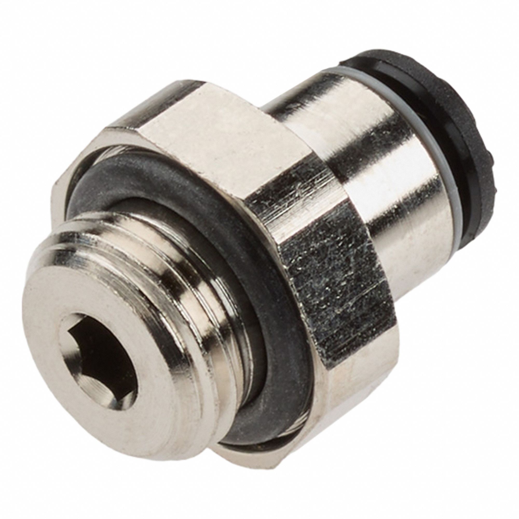 Push-Fit Fitting: 3 mm OD x 5 mm Pipe Size, Push-to-Connect x Metric, Brass, 13 mm Overall Lg