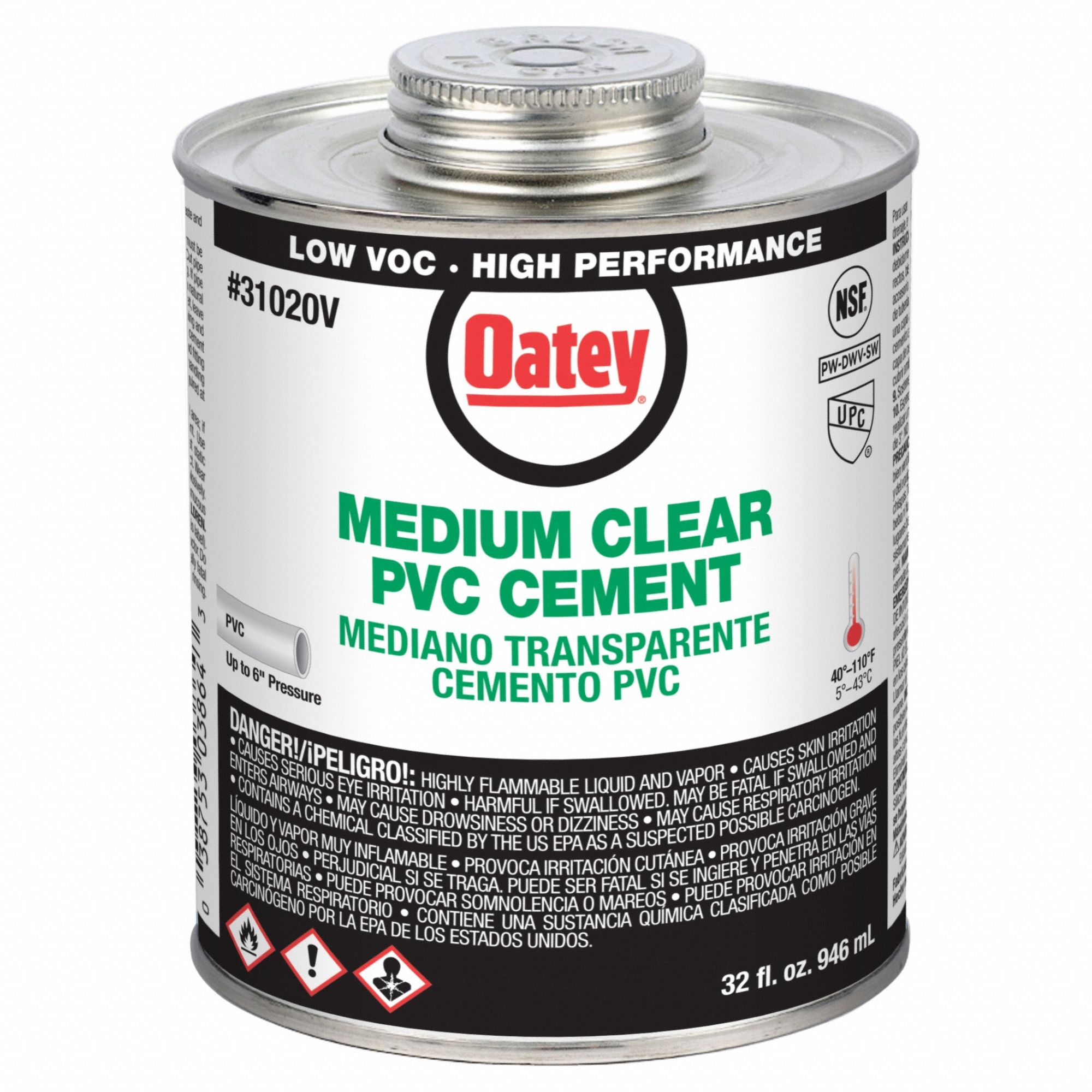 Cement: Medium, 32 fl oz, Brush-Top Can, Clear