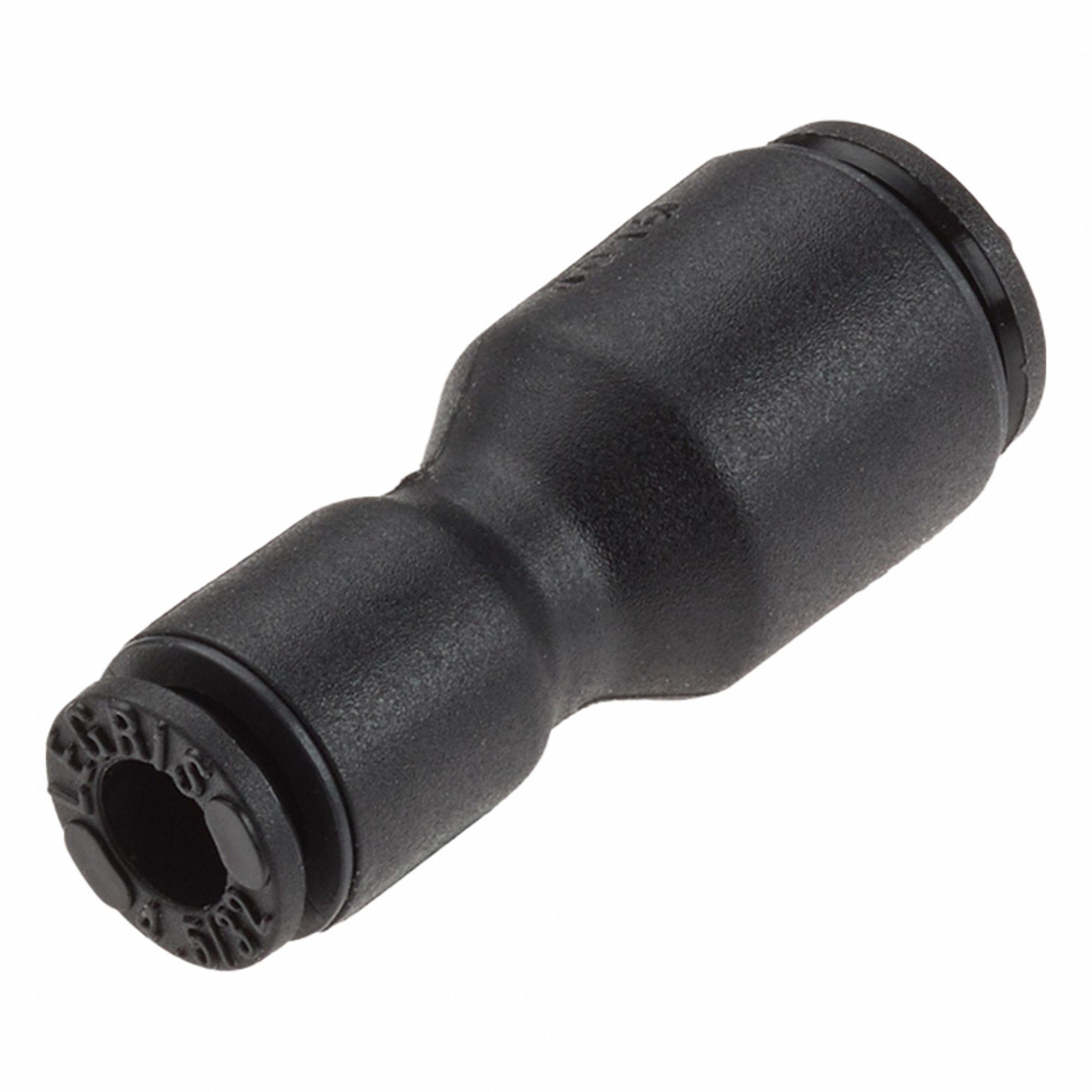 Push-Fit Union Fitting: 1/4 in OD x 5/16 in OD Size, Push-to-Connect x Push-to-Connect, Black