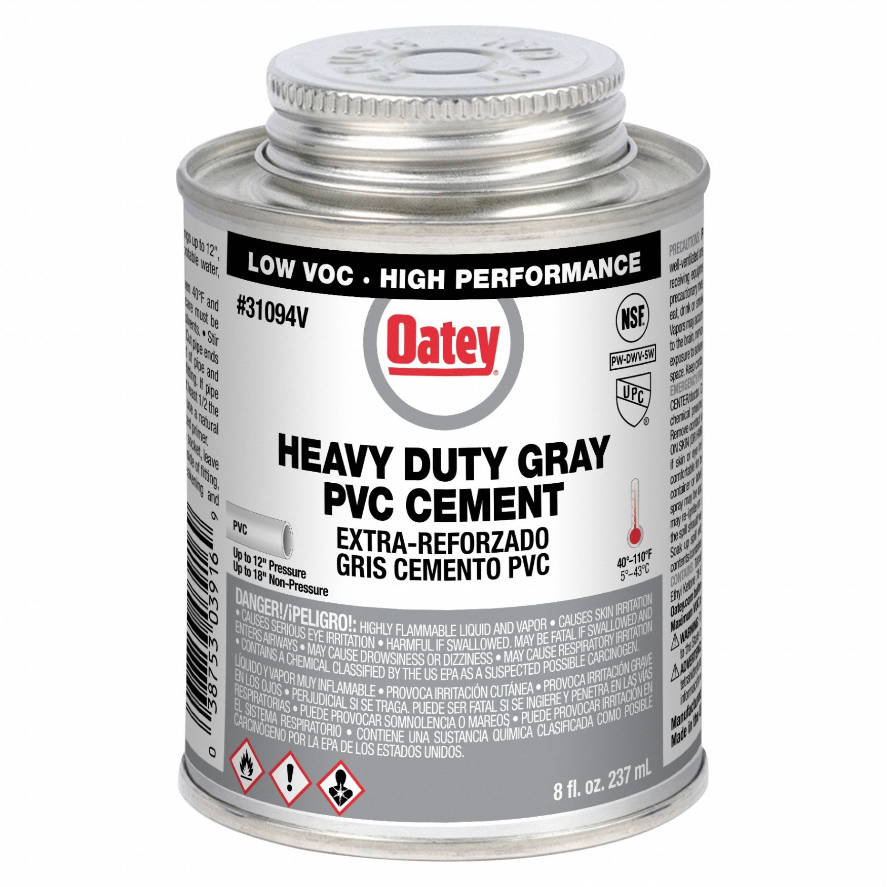 Cement: Heavy Duty, 8 fl oz, Brush-Top Can, Gray