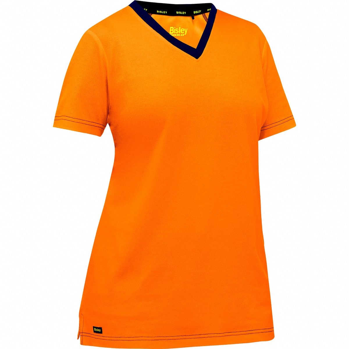 High-Visibility Shirt: 2XL, Orange, Short, T-Shirt Shirt, Cotton/Polyester, V-Neck Collar