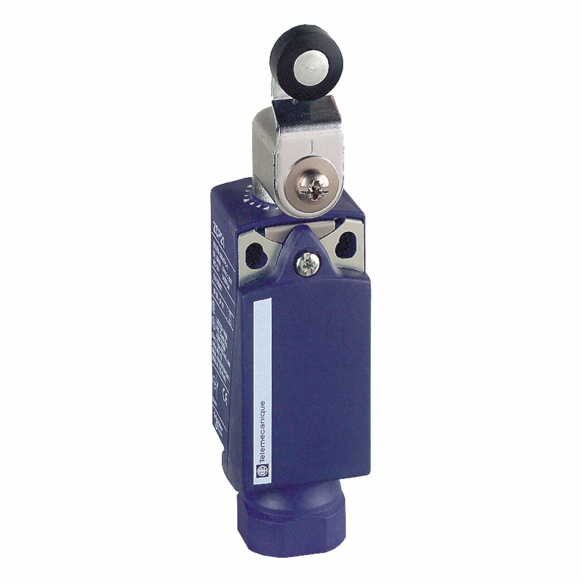 Limit Switch: 90°, Roller Lever, XCKP, 0.22 in Roller Wd, 2 Mounting Holes