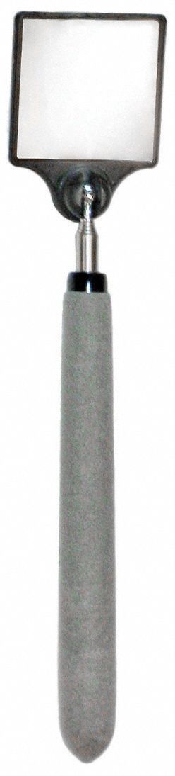 Inspection Mirror: 2 in L x 2 in W Mirror Size, Mirr. Mat. Acrylic, Mirr. Shp. Square