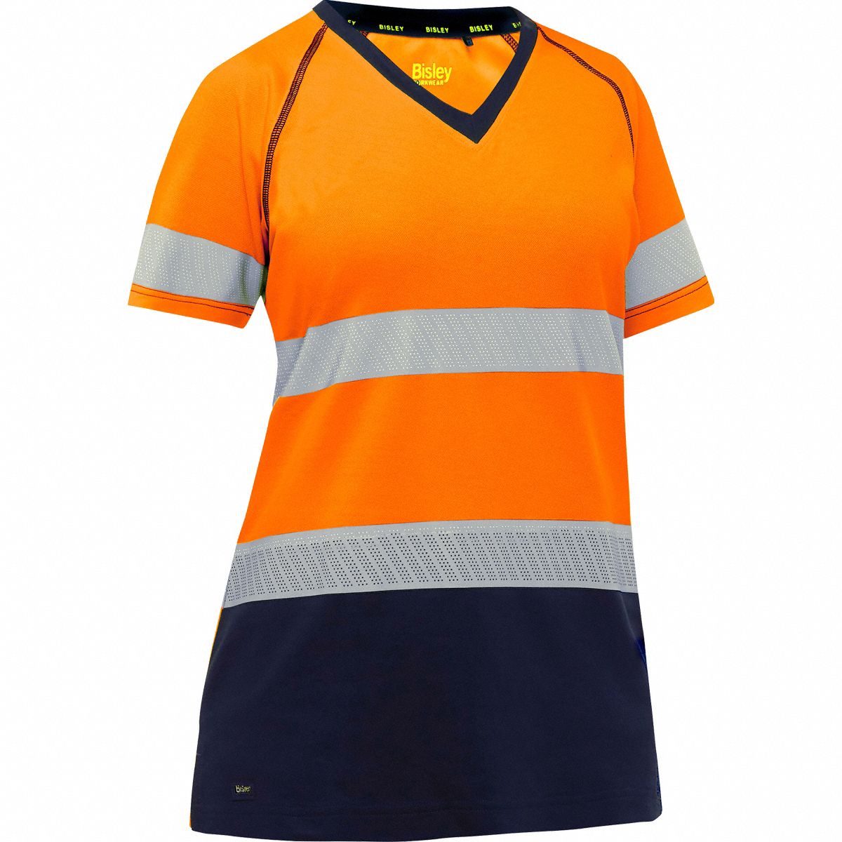 High-Visibility Shirt: ANSI Class 2, 2XL, Orange, Horizontal, Short, T-Shirt Shirt