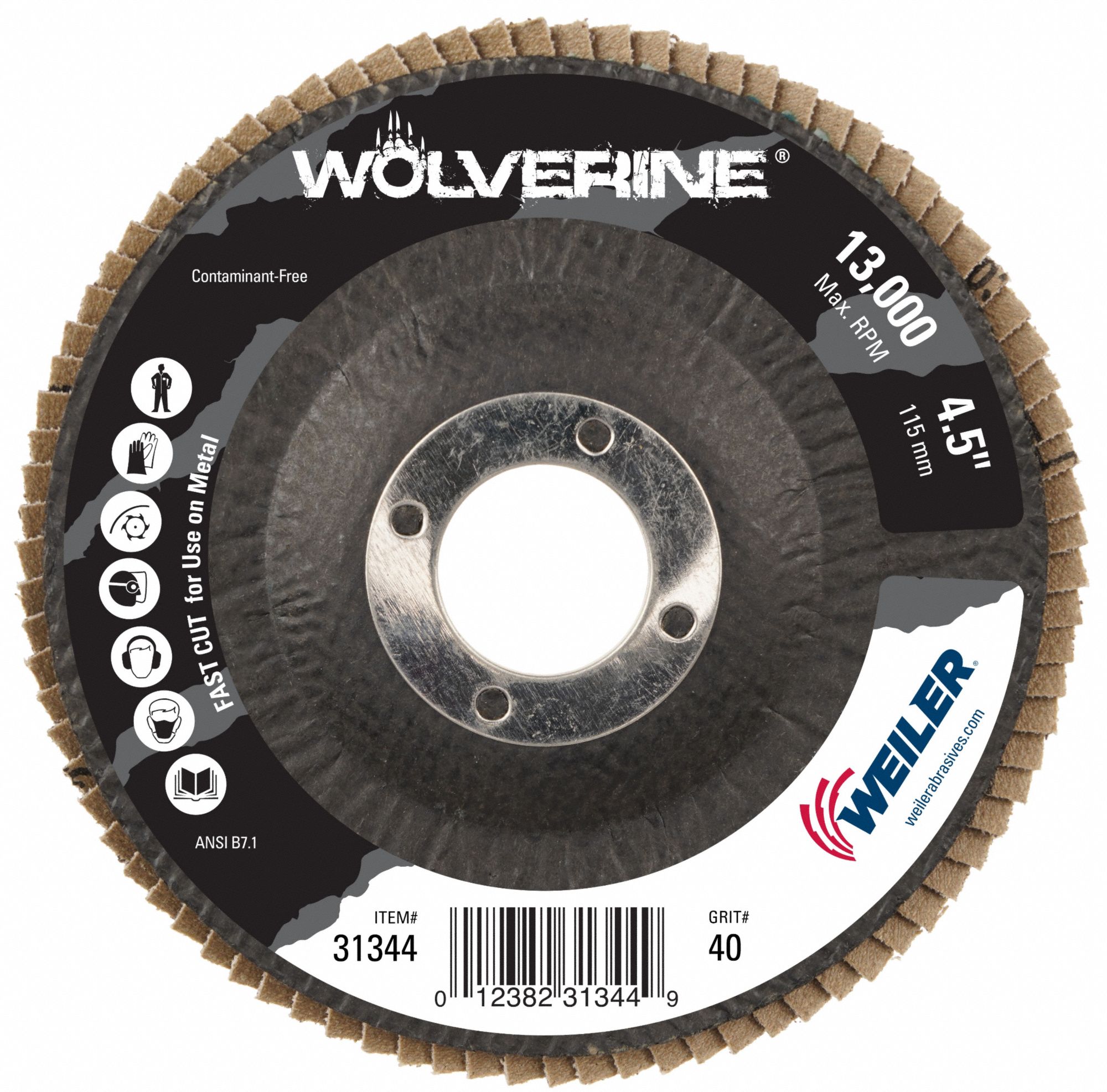 Coated Abrasive Flap Disc 4 1/2 in dia.