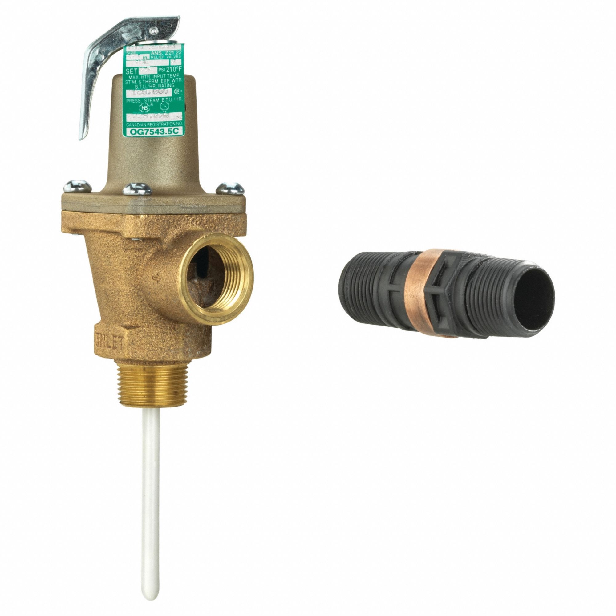 Relief Valve: FNPTF x FNPTF, 1 in x 1 1/4 in, Iron, 75 psi Max. Op Pressure