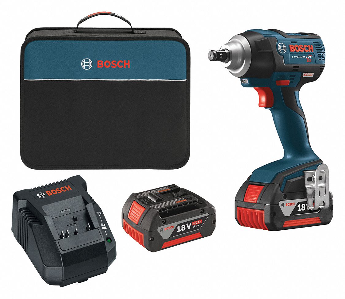 BOSCH Cordless Impact Wrench Kit, 18V DC 313F61IWMH18201+GBA18V63