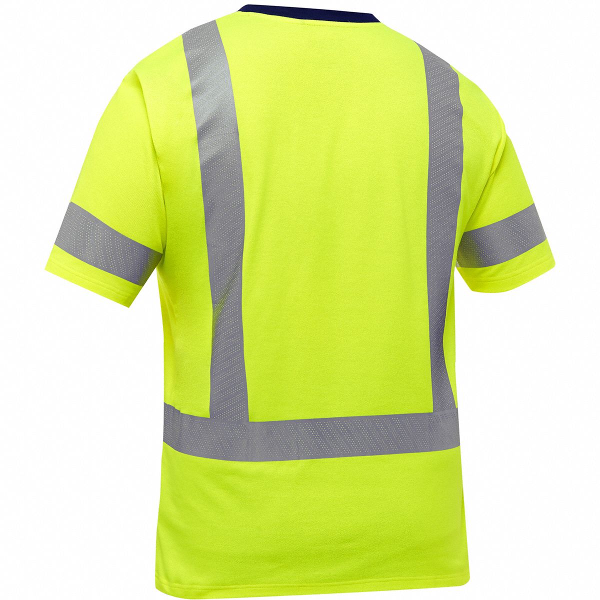 High-Visibility Shirt: ANSI Class 3, 2XL, Yellow, U, Short, T-Shirt Shirt, Cotton/Polyester