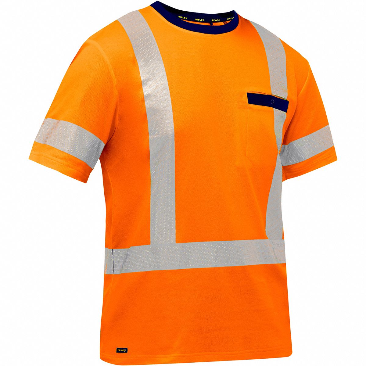 High-Visibility Shirt: ANSI Class 3, 2XL, Orange, X, Short, T-Shirt Shirt, Cotton/Polyester