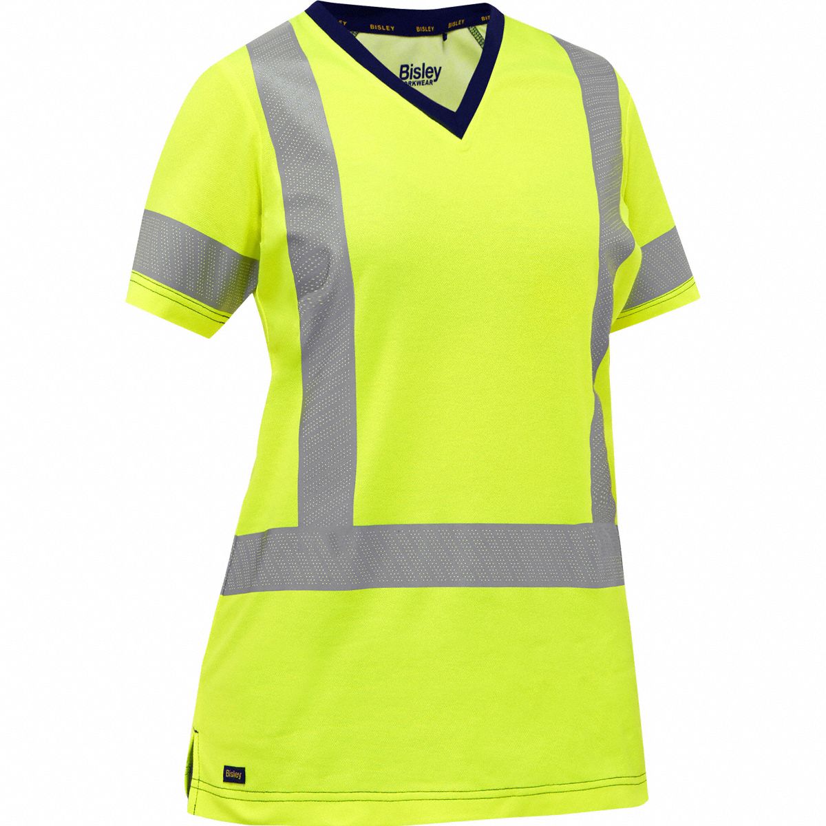 High-Visibility Shirt: ANSI Class 3, 2XL, Yellow, U, Short, T-Shirt Shirt, Cotton/Polyester