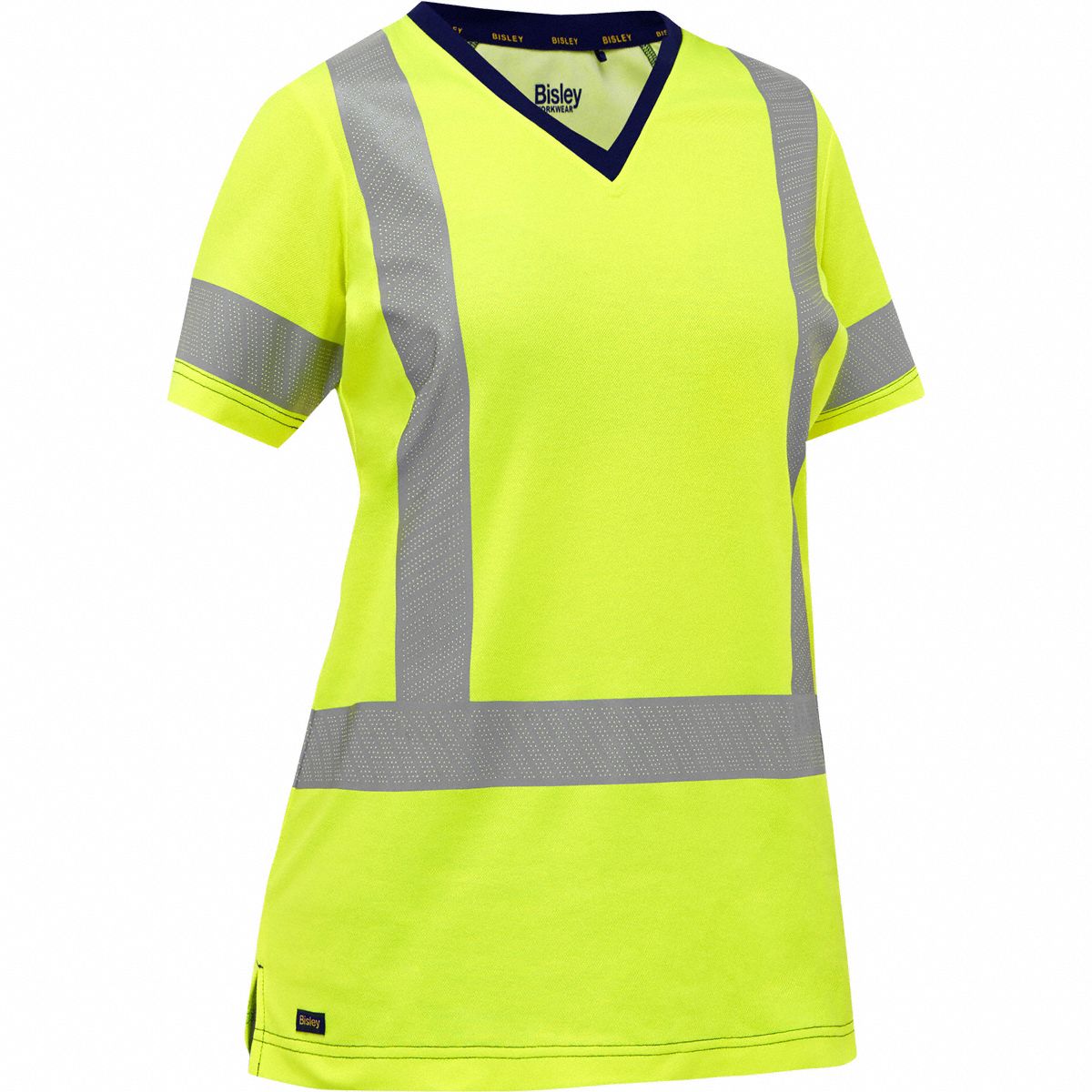 High-Visibility Shirt: ANSI Class 2, 2XL, Yellow, X, Short, T-Shirt Shirt, Cotton/Polyester