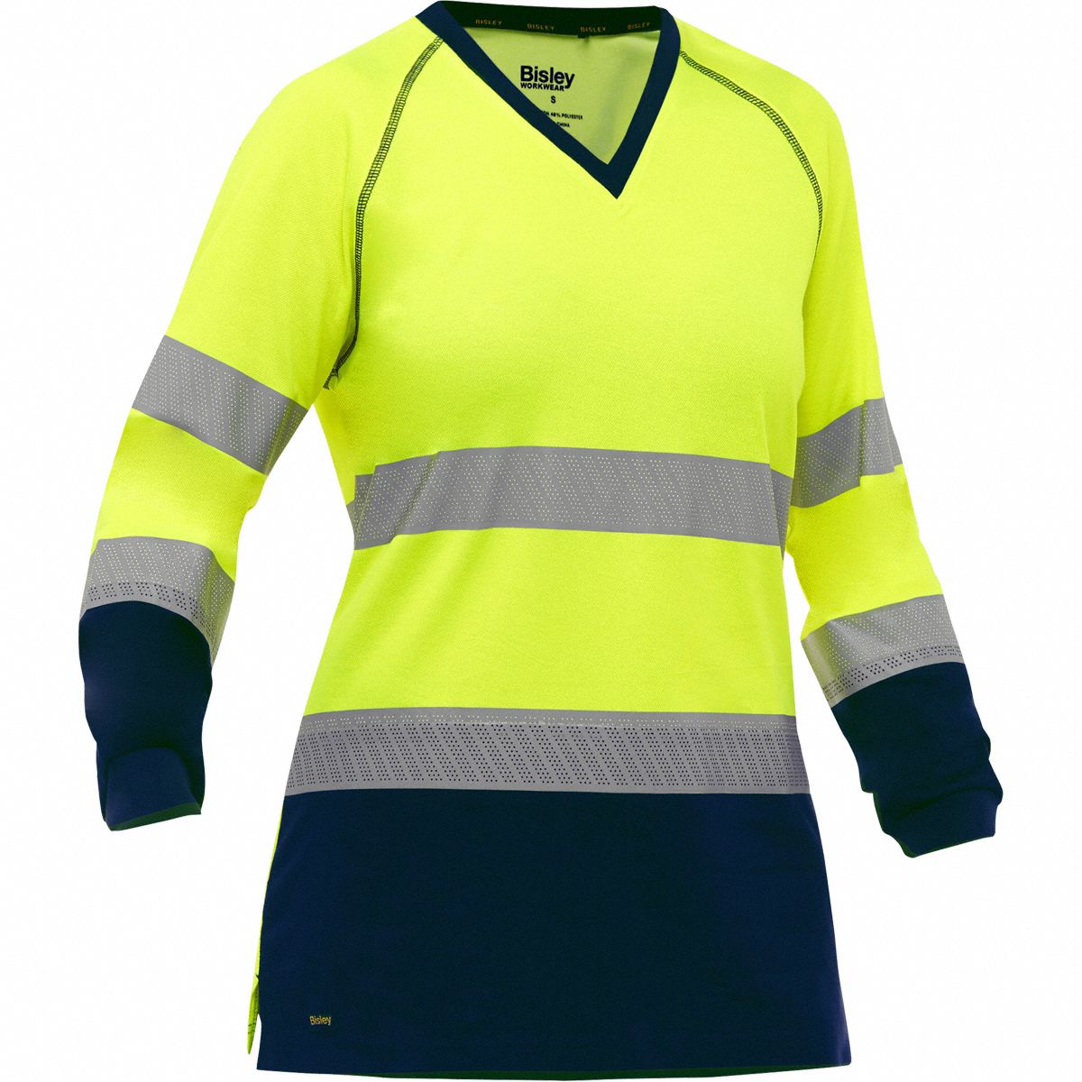 High-Visibility Shirt: ANSI Class 3, 2XL, Yellow, Horizontal, Long, T-Shirt Shirt