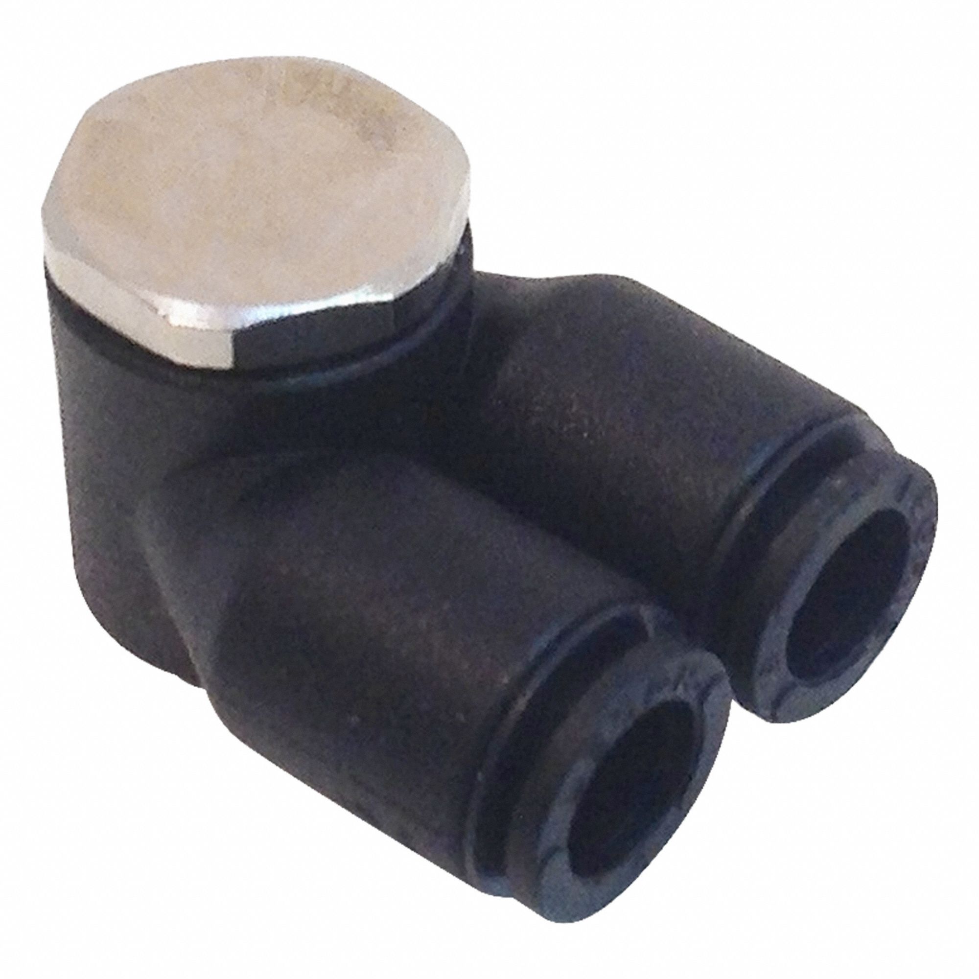 Push-Fit Twin Banjo Fitting: 1/4 in OD x 1/4 in OD Size, Tube x Push-to-Connect