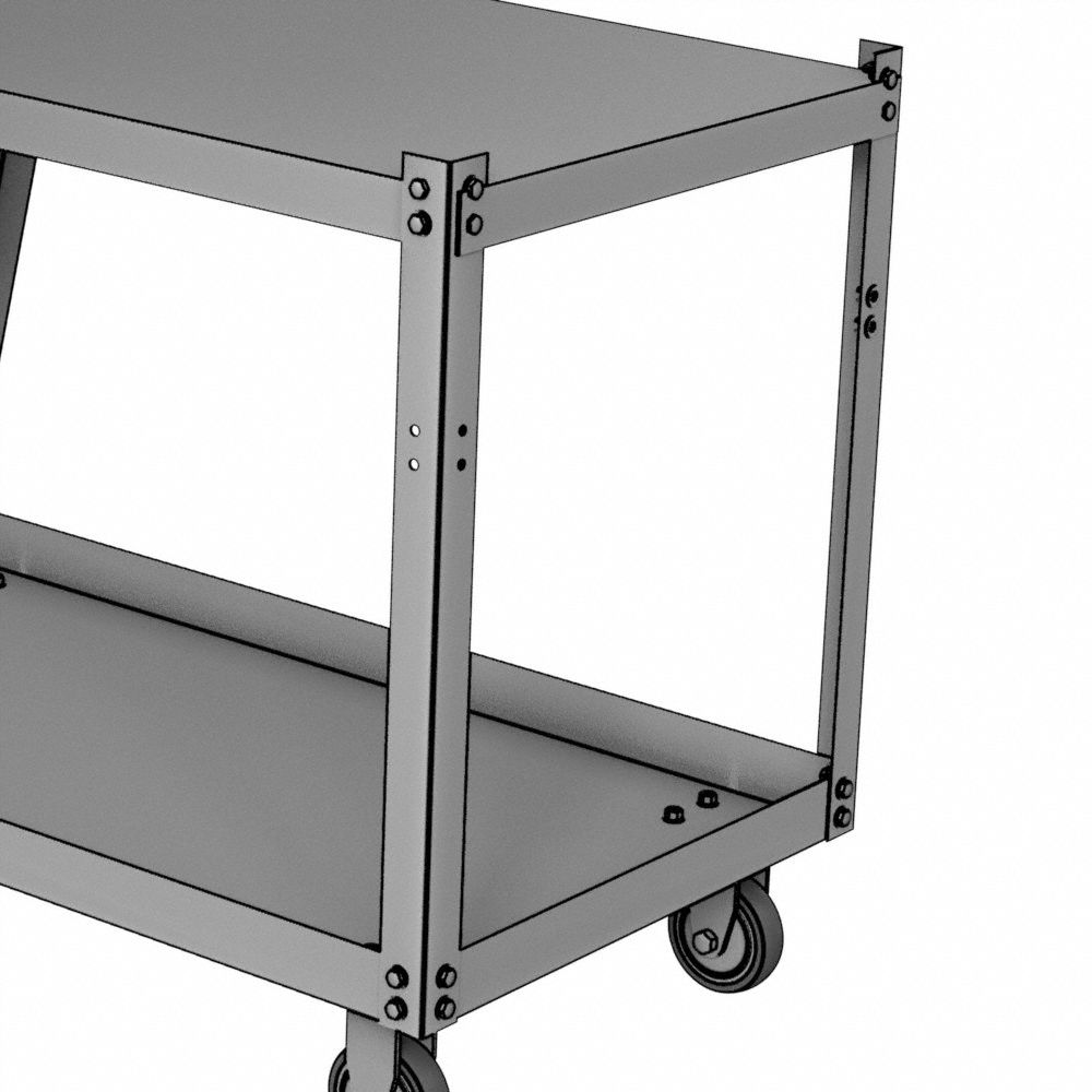 RW Clean Black Plastic Small Heavy-Duty Rolling Utility Cart - 3 Shelves -  32 x 17 x 35 3/4 - 1 count box