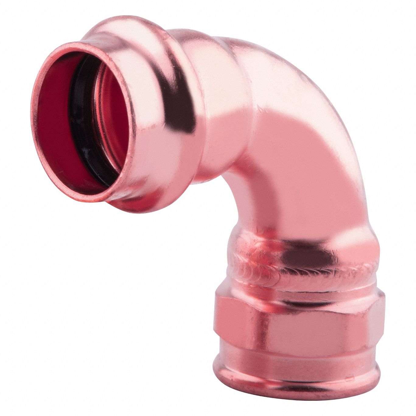 Crimp Elbow Fitting: 90° Elbow, 1 1/2 in CTS x 1 1/2 in Pipe size, Press-fit x FNPT