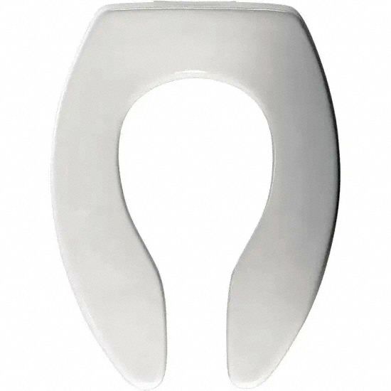 Toilet Seat: Open, Cover Not Included, Plastic, Self-Sustaining, 2 5/8 in Seat Ht, White