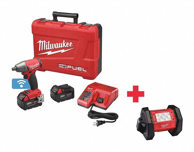 MILWAUKEE, 1/2 in Drive Size, 220 ft-lb Fastening Torque, Impact Wrench ...