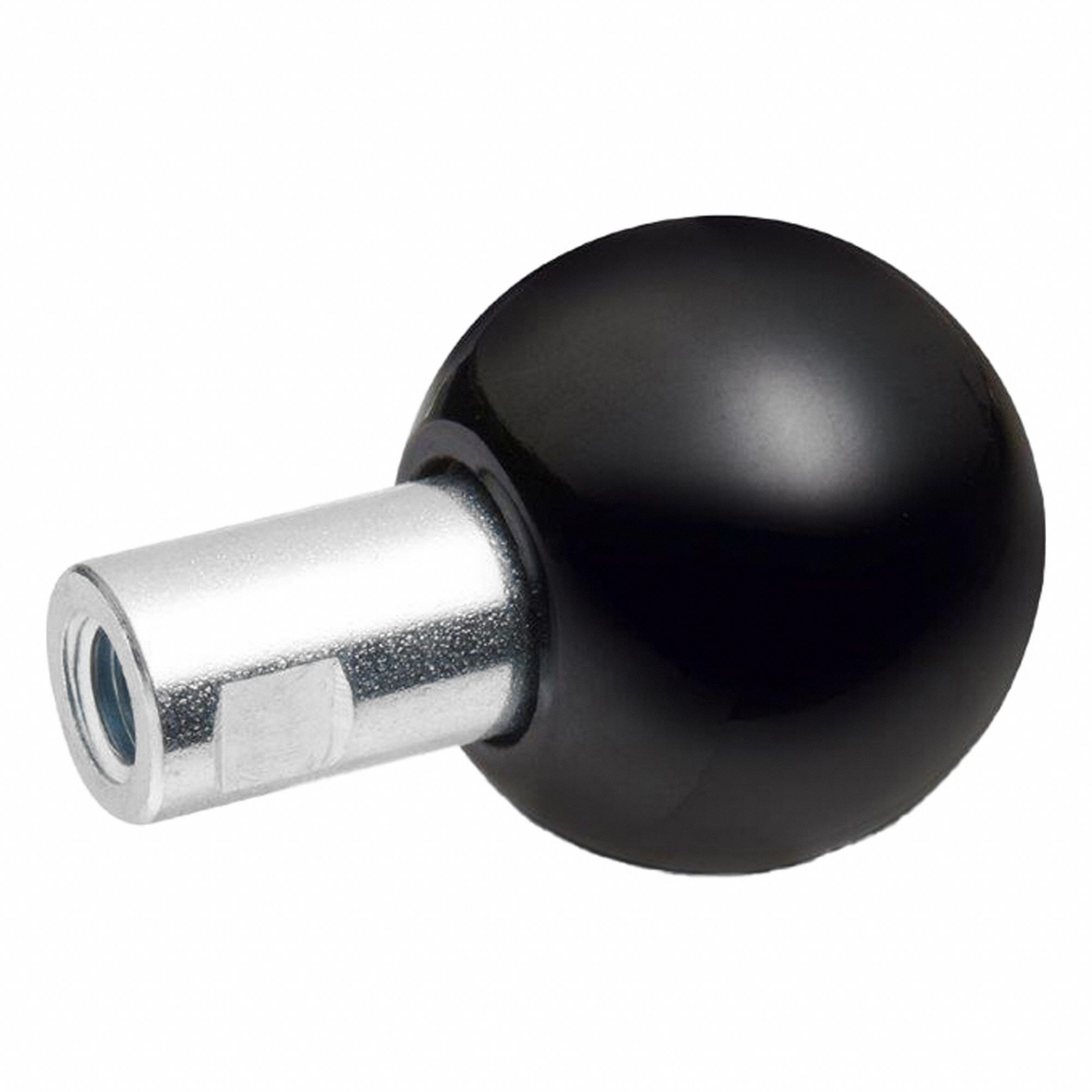 Revolving Ball Knobs: Ball, Plastic w/ Steel Thread, 1/2"-13 Thread, 1.22 in Thread Lg