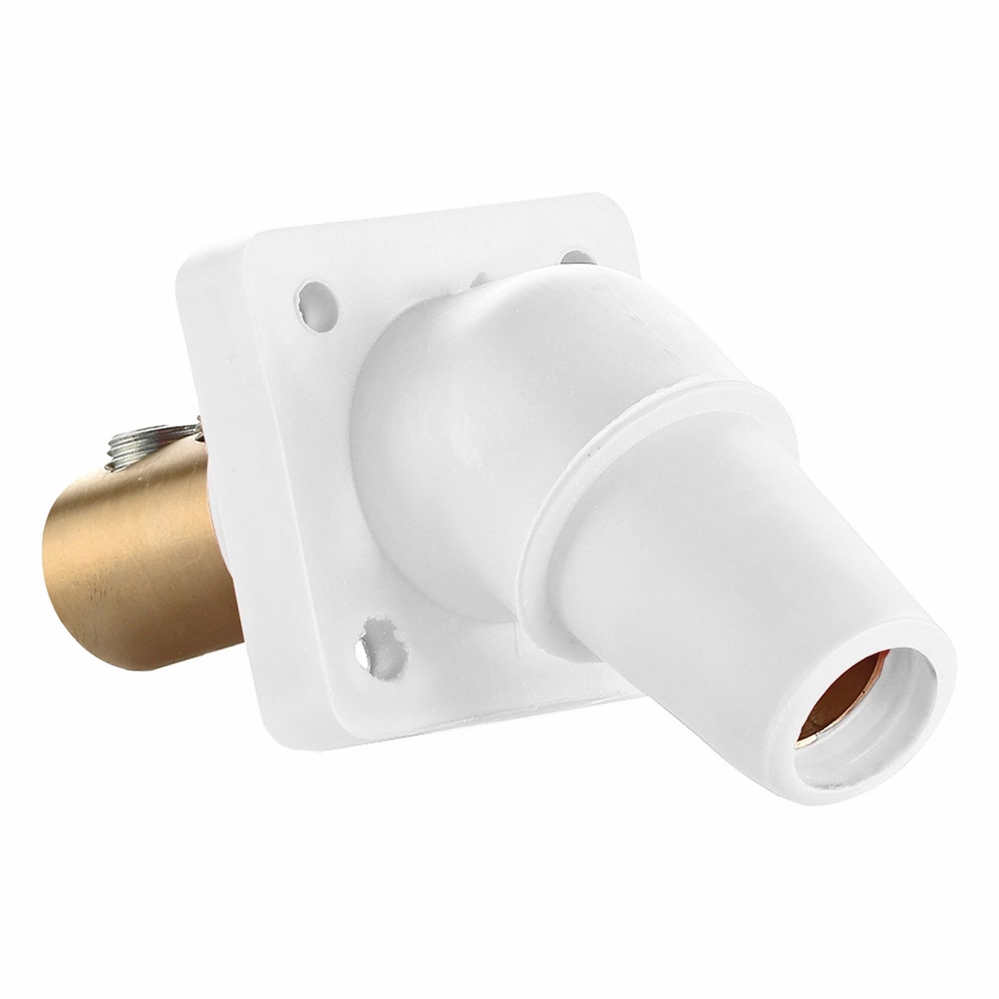 Single Pole Receptacle: For Male Plugs, 400 A, Angled, White, Square, Threaded Mounting