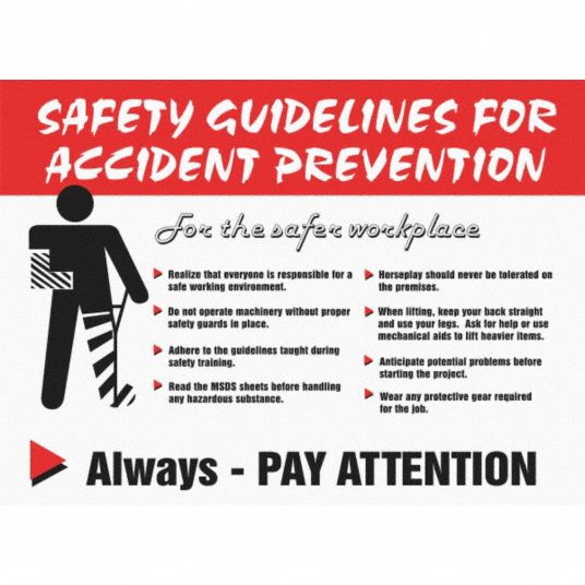 ACCUFORM Poster, Safety Banner Legend Safey Guidelines For Accident ...