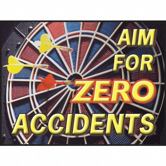 ACCUFORM Poster, Safety Banner Legend Aim For Zero Accidents, 17 in x ...