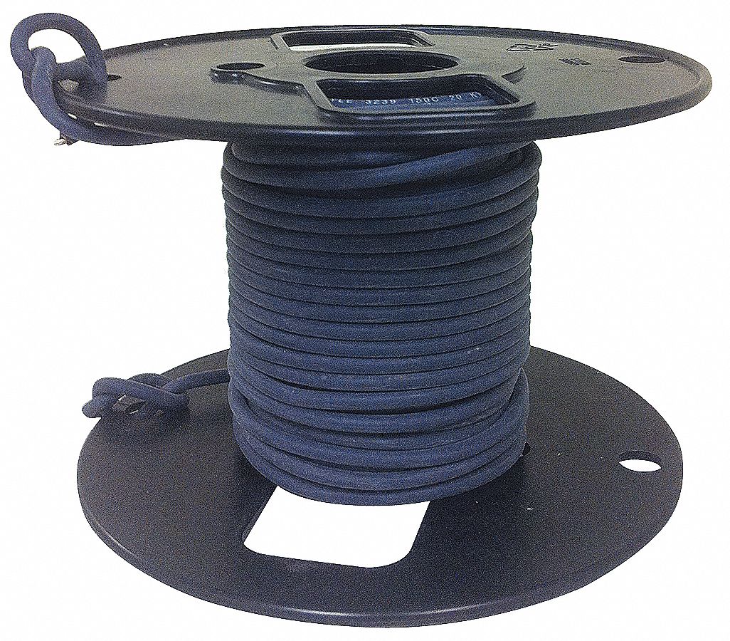 High Voltage Lead Wire: 22 AWG Wire Size, Black, 50 ft Lg