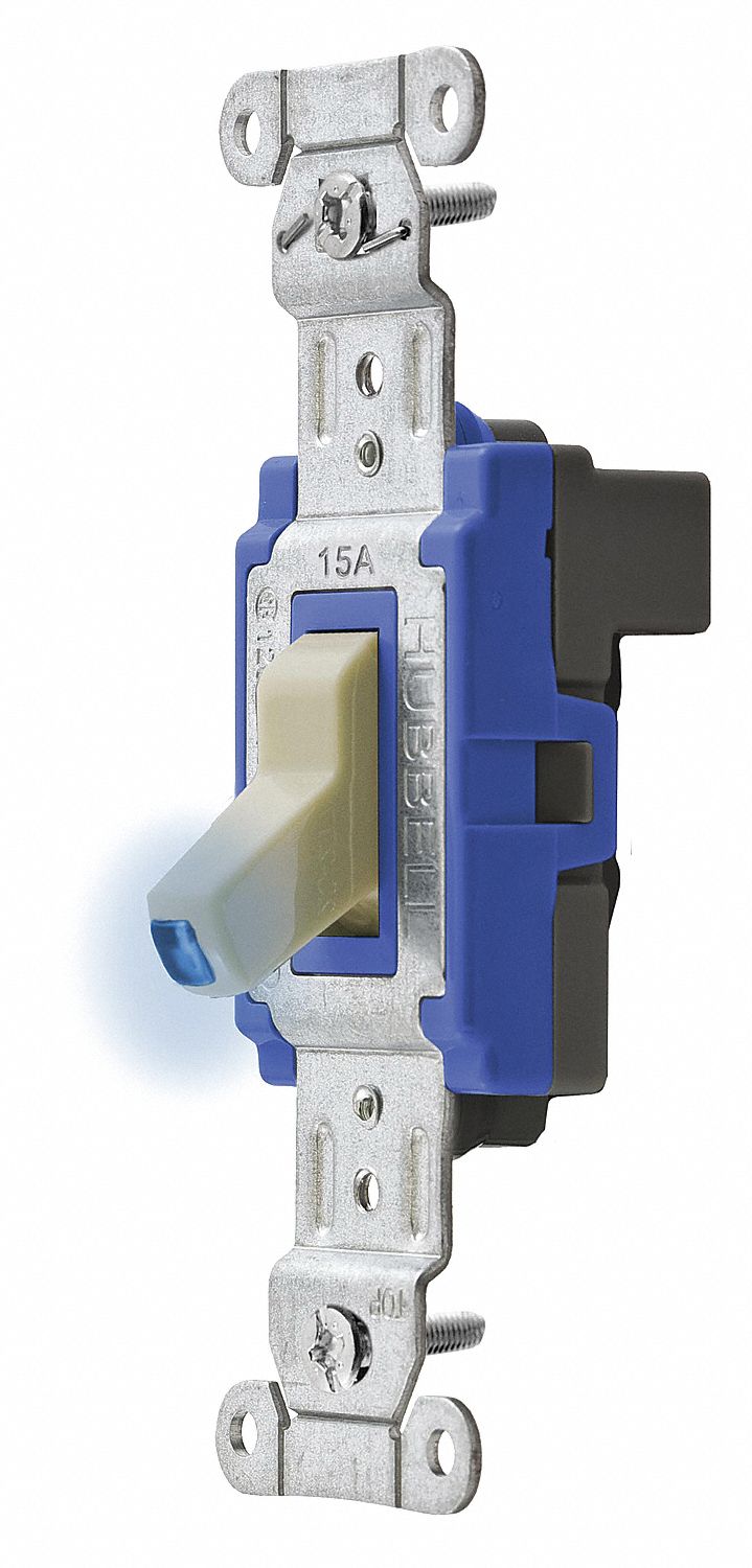 ILLUMINATED WALL SWITCH,IVORY,15A,TOGGLE