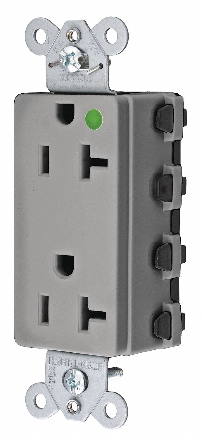 20, Heavy Use Hospital Grade, Receptacle, Gray, Yes Tamper Resistant ...