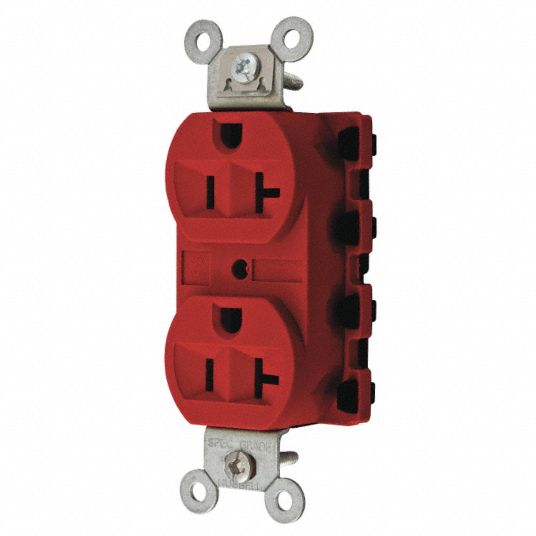 20, Commercial, Receptacle, Red, No Tamper Resistant - Grainger
