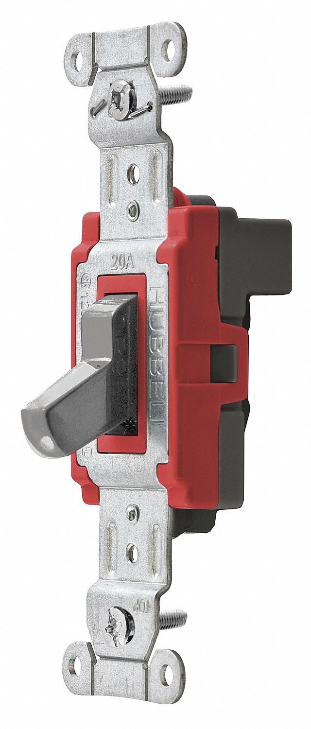 WALL SWITCH, TOGGLE SWITCH, SINGLE POLE, GREY, 20 A, SNAP-IN MODULE