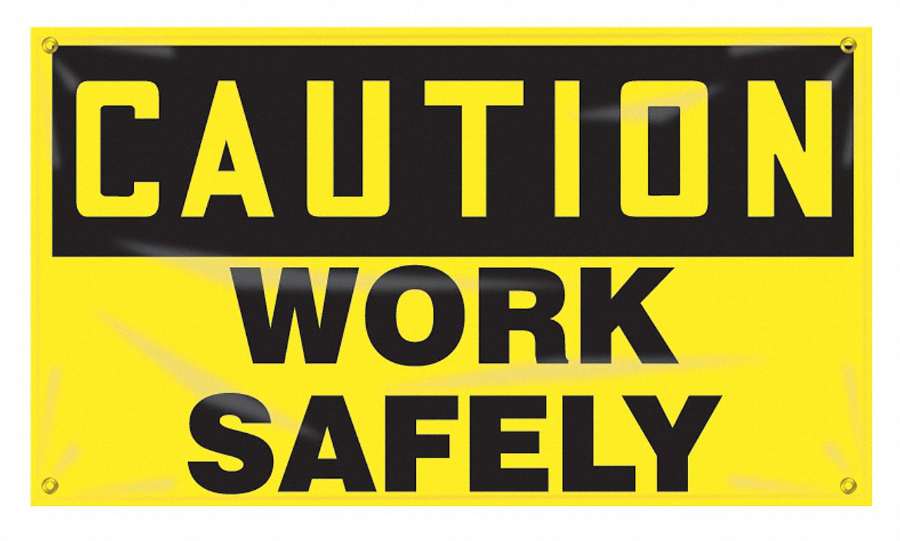 Safety Banner: Poly Sheeting, 28 in x 48 in Nominal Sign Size, Indoor/Outdoor, 1 Printed Sides