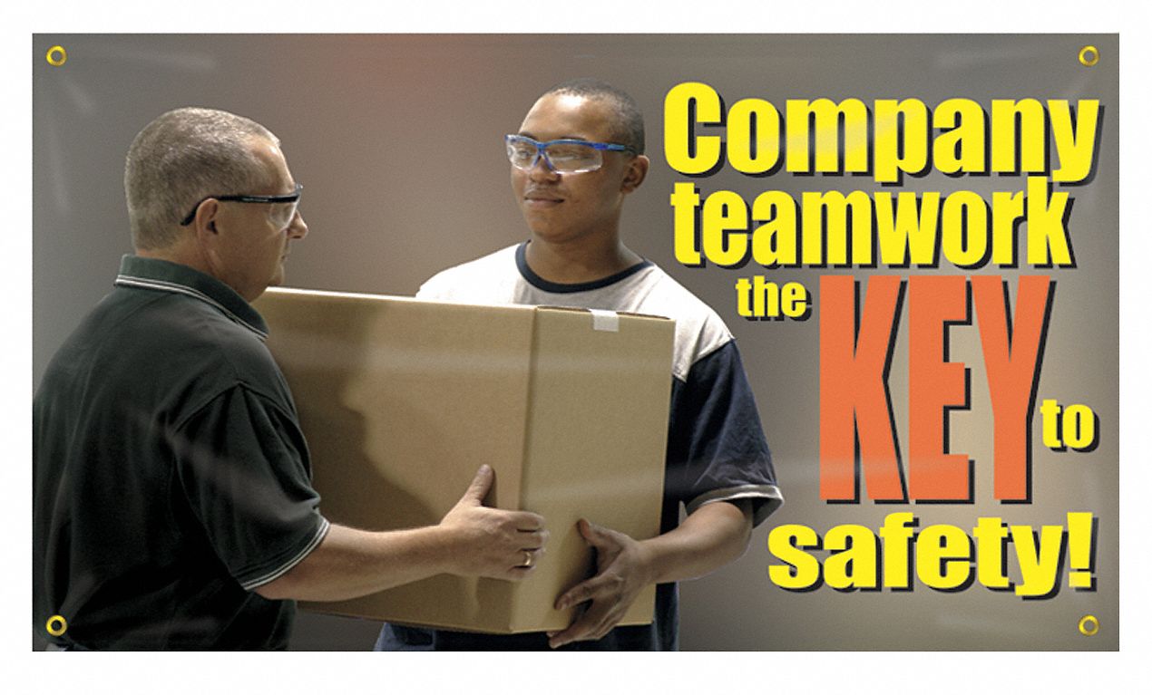 Safety Banner: Poly Sheeting, 28 in x 48 in Nominal Sign Size, Indoor/Outdoor, 1 Printed Sides