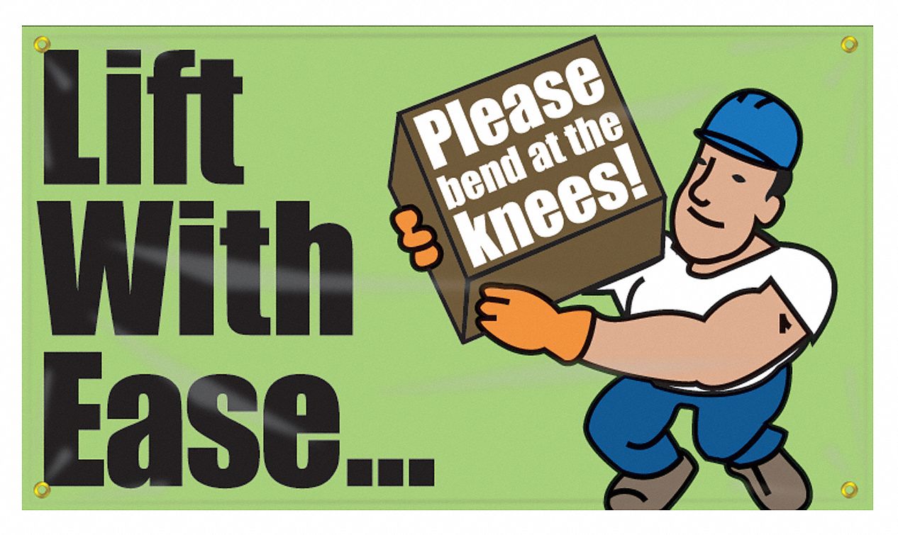 Safety Banner: Poly Sheeting, 28 in x 48 in Nominal Sign Size, Indoor/Outdoor, 1 Printed Sides