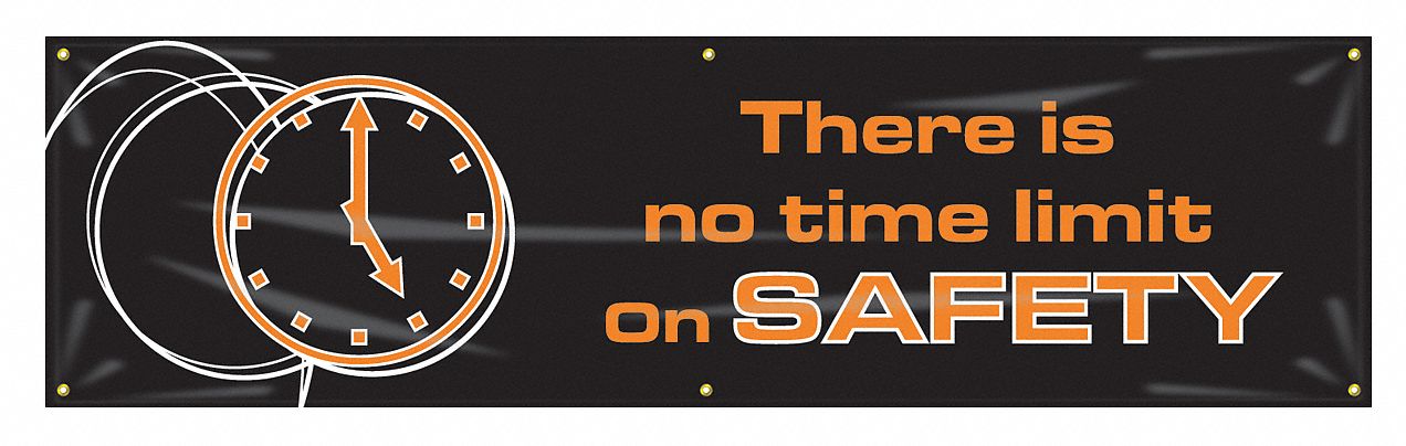 Safety Banner: Poly Sheeting, 28 in x 96 in Nominal Sign Size, Indoor/Outdoor, 1 Printed Sides