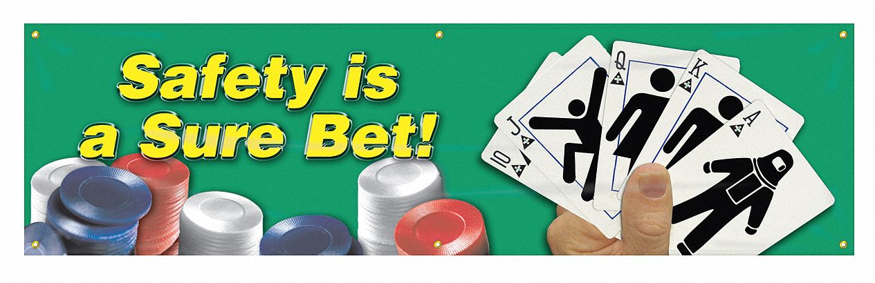 Safety Banner: Poly Sheeting, 28 in x 96 in Nominal Sign Size, Indoor/Outdoor, 1 Printed Sides