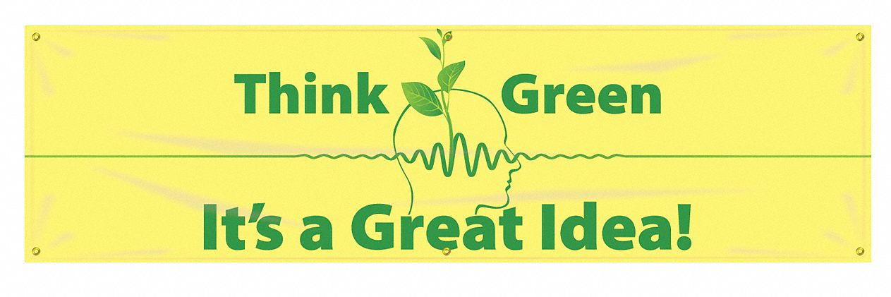 Safety Banner: Poly Sheeting, 28 in x 96 in Nominal Sign Size, Indoor/Outdoor, 1 Printed Sides