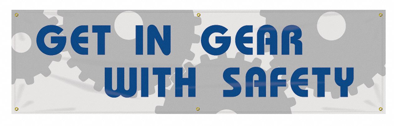 Safety Banner: Poly Sheeting, 28 in x 96 in Nominal Sign Size, Indoor/Outdoor, 1 Printed Sides