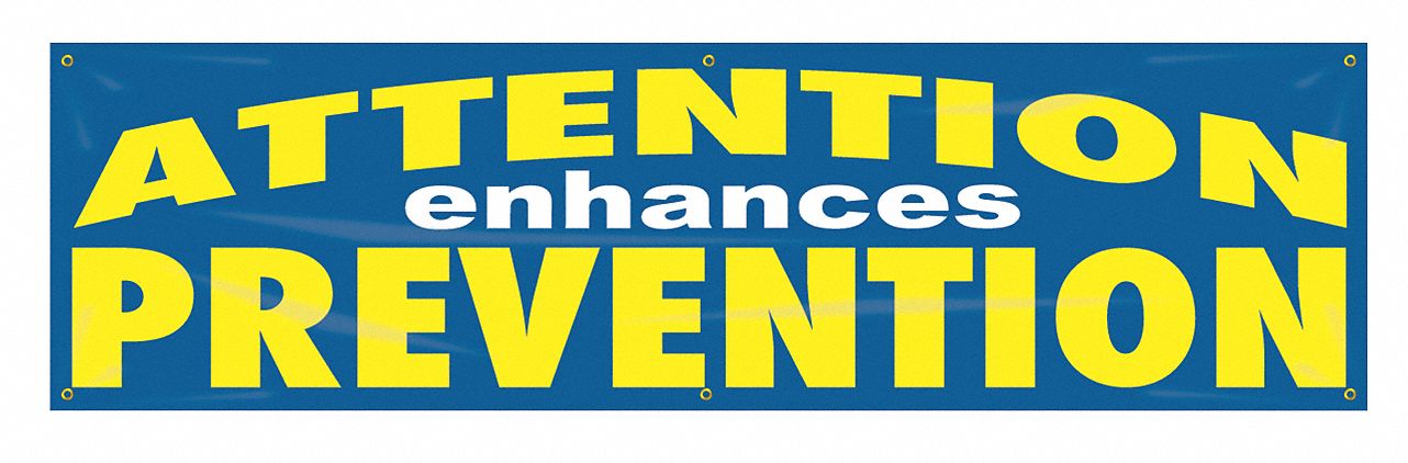 Safety Banner: Poly Sheeting, 28 in x 96 in Nominal Sign Size, Indoor/Outdoor, 1 Printed Sides