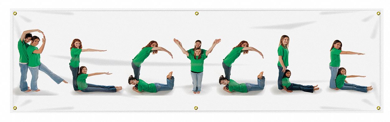 Safety Banner: Poly Sheeting, 28 in x 96 in Nominal Sign Size, Indoor/Outdoor, 1 Printed Sides