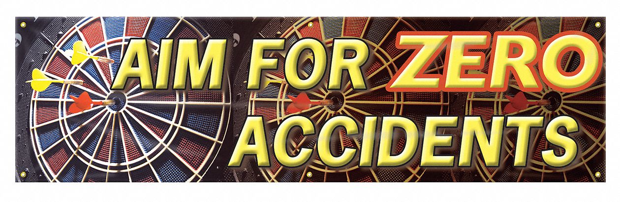 Safety Banner: Poly Sheeting, 28 in x 96 in Nominal Sign Size, Indoor/Outdoor, 1 Printed Sides