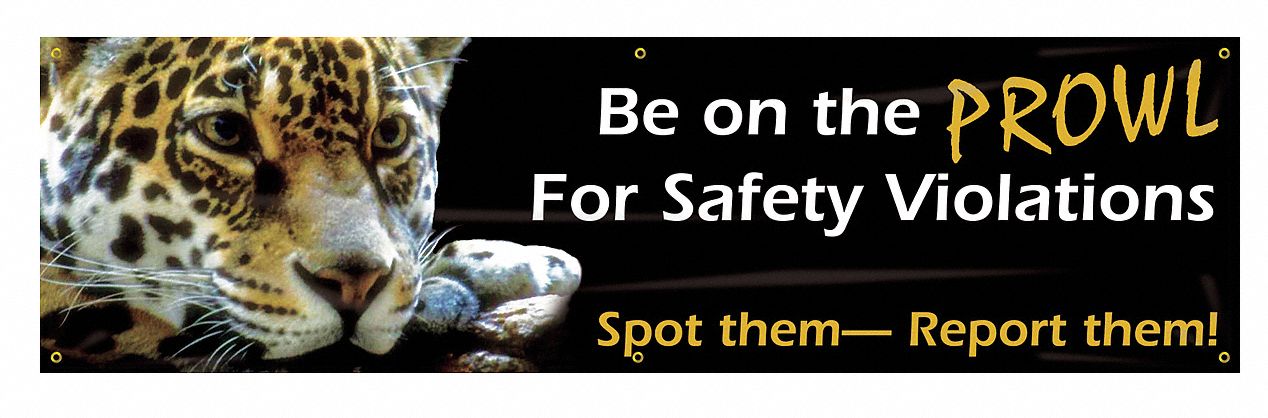 Safety Banner: Poly Sheeting, 28 in x 96 in Nominal Sign Size, Indoor/Outdoor, 1 Printed Sides