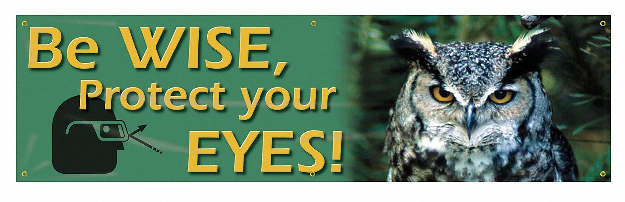 Safety Banner: Poly Sheeting, 28 in x 96 in Nominal Sign Size, Indoor/Outdoor, 1 Printed Sides