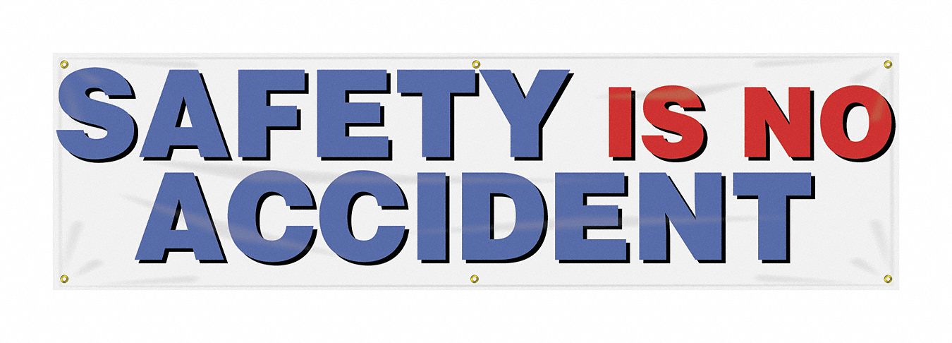 Safety Banner: Poly Sheeting, 28 in x 96 in Nominal Sign Size, Indoor/Outdoor, 1 Printed Sides